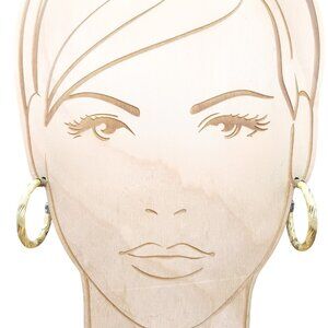 Gold Tone Textured Hoop Earrings with Diamond Cut Design